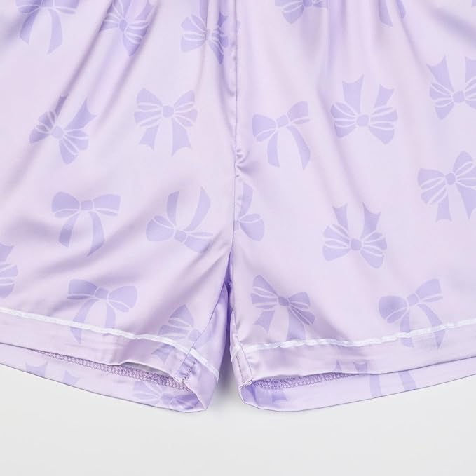QPANCY Kids Satin Pajamas Sets Baby Boy Girl Button-Down Silk Sleepwear 2 Piece Short Sleeve Loungewear Clothes Set