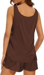 MOYEE Women Silk Pajama Set Soft Satin V Neck Tank Top and Shorts 2 Piece lounge Sets with Pockets