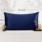 Vielit Standard Satin Pillowcase for Hair 2pc,Similar to Silk Pillow Cases,Easier Care Than Silk Pillowcase,Gifts for Women Men,Navy,20x26 & Envelope Closure and 2 Satin Scrunchies