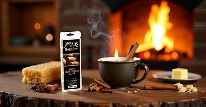 McCall’s Candles | Hot Buttered Rum | Scented Wax Melt | Warm Butter, Sweet Rum & Spiced Vanilla | 6-Piece Break-Apart Bar | 12–24 Hours Per Wedge | Poured in the USA | 5.5 oz