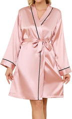 Satin Robes for Women Elegant Satin Kimono Silk Bathrobe for Wedding, Bridal Party, Silk Sleepwear, and Loungewear