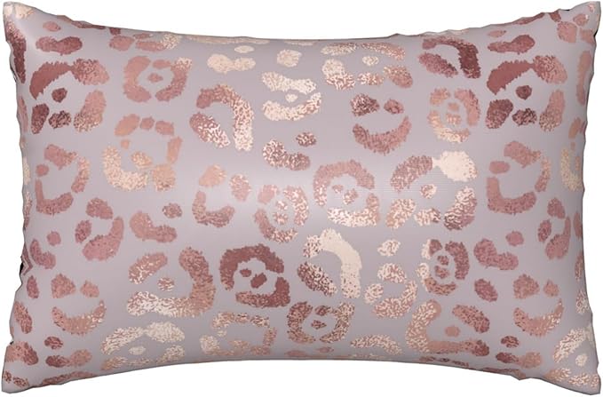 1 Pack Satin Pillowcase for Hair and Skin Abstract Rose Gold Leopard Imitation Silk Pillowcase with Hidden Zipper Soft Breathable Smooth Cooling Pillow Cover King Size for Bedroom Sofa 20”x36”