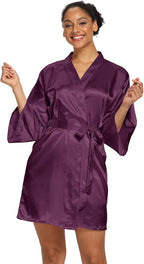 Women's Satin Robes Floral Bridesmaid Robes Short Silk Kimonos Sleepwear