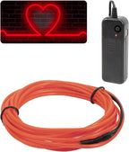 JIGUOOR EL Wire Battery Pack 9.8ft / 3m Bright Neon Light Strip 360° Illumination Neon Tube Rope Lights for DIY, Festival, Party Decoration, Pub, Halloween, Chrismas (9.8ft / 3m, Red)