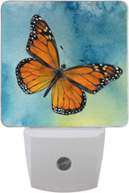 Plug in Night Light Lamp Monarch Butterfly Dusk to Dawn Sensor LED Nightlight Smart Automatically Lights Bedroom, Bathroom, Kitchen, Hallway, Stairs, Energy