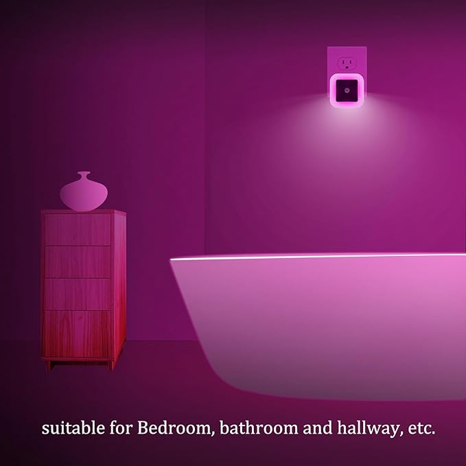 [Pack of 2] Pink LED Night Lights, Plug into Wall Lights with Light Sensor