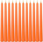 12-Pack Neon Orange Taper Candles, 10 Inch Unscented Dripless Candlesticks, Long-Lasting Burn Time of 7-8 Hours, Perfect for Fall Harvest Halloween Thanksgiving Dinners Parties and Home Décor