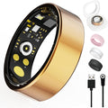 Smart Ring for Women Men, Health Tracker with Heart Rate/Blood Oxygen/Blood Pressure/Sleep Monitor/Step Counting, IP68 Waterproof Fitness Ring, No App Fees (Rose Gold, 10#)