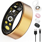 Smart Ring For Women Men, Health Tracker with Heart Rate/Blood Oxygen/Blood Pressure/Sleep Monitor/Step Counting, IP68 Waterproof Fitness ring, No App Fees for iPhone & Android (Rose Gold, 8#)