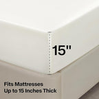 BEDELITE King Size Sheets Set, Luxury Soft Ivory White Satin Sheets for Hair and Skin, Similar to Silk Bed Sheets Set 4 Pieces with 1 Deep Pocket Fitted Sheet, 1 Flat Sheet, and 2 Pillowcases
