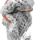 Chunky Knit Blanket Soft Handmade Knitting Throw for Bedroom Sofa Decor Super(Light Gray 47"x71")