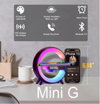 Treligate LED Table Lamp with Wireless Charger, Mini G Atmosphere Lamp with Bluetooth Speaker, Night Light Lamp Sunrise Alarm Clock, Smart Light Sound Machine, (Black)