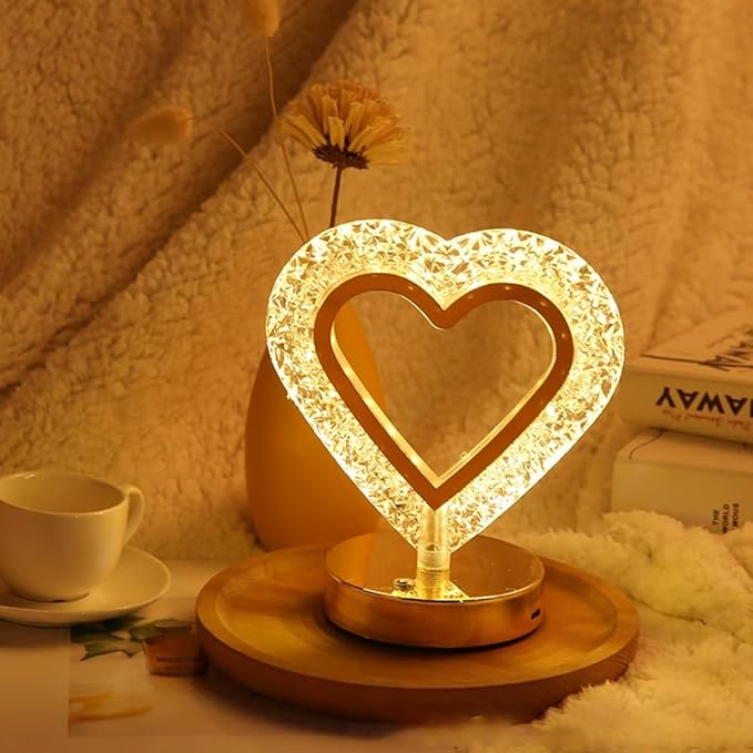 HPUFKOT Cordless Crystal Table Lamp,3-Color Touch Control,3-Levels Brightness, Rechargeable Battery - Ideal Bedside Lamp for Bedroom Nightstand (Gold)