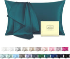 Natural Mulberry Silk Pillowcase for Hair and Skin Queen Size 20"X30" Pillow Case with Hidden Zipper Soft Breathable Smooth Cooling Silk Pillow Covers for Sleeping (Teal,Queen,1Pcs)