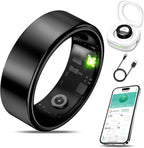 Smart Health Ring for Women Men Fitness Tracker with Heart Rate, Blood Oxygen, Blood Pressure, Sleep Monitoring, Step Counting, IP68 Waterproof for iOS and Android, No APP Fee, Black 10