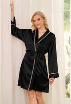 Satin Robes for Women Elegant Satin Kimono Silk Bathrobe for Wedding, Bridal Party, Silk Sleepwear, and Loungewear