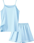 Umeyda Girls & Womens Pajamas Set Sleeveless Camisole Tank Top and Shorts 2 Piece Sleepwear Summer Outfits