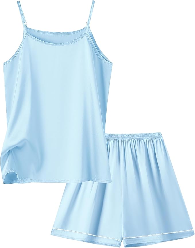 Umeyda Girls & Womens Pajamas Set Sleeveless Camisole Tank Top and Shorts 2 Piece Sleepwear Summer Outfits