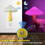 [1 Pack] Plug-in LED Mushroom Night Light Lamp with Dusk to Dawn Sensor,Plug in LED Bed Cute Mushroom Nightlight Night lamp Wall Light Baby Night Lights for Kids Children (7-Color)