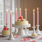12 Pack 10 inch Pale Pink Taper Candles, Unscented Dripless Smokeless Candlestick Bulk for Home Dinner Wedding Romantic, 7-8 Hours Burn