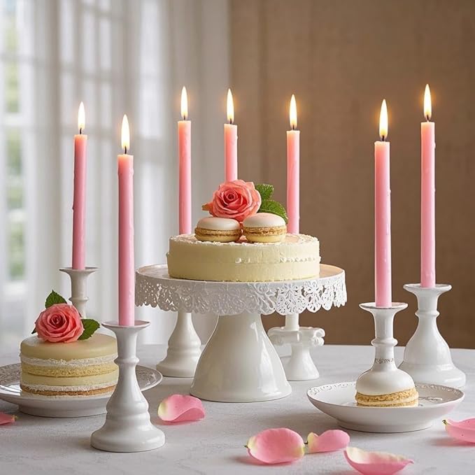 12 Pack 10 inch Pale Pink Taper Candles, Unscented Dripless Smokeless Candlestick Bulk for Home Dinner Wedding Romantic, 7-8 Hours Burn