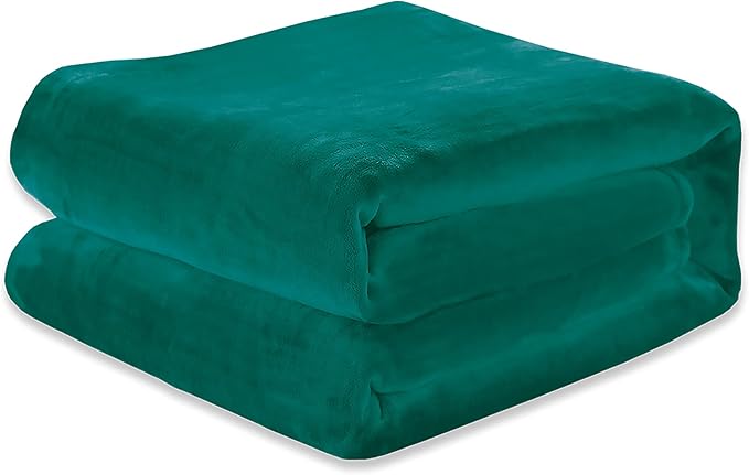 Elegant Comfort Luxury Velvety Feel Blanket, All-Season Lightweight Blanket, Ultra Plush, Soft, Cozy-Fuzzy Flannel Fleece for Couch, Sofa, Bed, Travel, Solid Design, Full/Queen, Teal