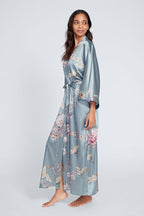 KIM+ONO Plus Size Luxury Kimono Robe for Women | Long Satin Floral Robe | Original Design | Removable Waist Tie Closure