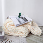 vctops Boho Chenille Chunky Knit Throw Blanket Super Soft Warm Cozy Hand Knit Blankets for Couch Bed Sofa Chair (Cream,31"x39")