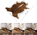 HOMORE Cowhide Rug, Cute Cow Print Rug for Living Room Faux Cow Hide Animal Print Carpet for Bedroom Office Table, 3.6 x 2.3 Feet, Khaki Brown