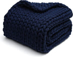 YnM Weighted Blanket, Handmade Chunky Knitted Design, Soft and Cozy, Temperature Regulating and Breathable, Machine Washable Throw for Sleep or Home Decor (Prussian Blue, 50x60 Inch, 10lbs)
