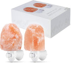 AMIR (Upgraded) Salt Lamp, Natural Himalayan Crystal Salt Light with 4 Bulbs, 11.2oz Mini Hand Carved Night Light, with UL-Certified Wall Plug, Decoration Salt Rock Lamp (2 Pack)