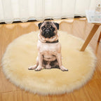 Faux Fur Round Area Rug Soft Fuzzy Carpet Fluffy Plush Mat Home Floor Decoration for Bedroom Living Room Bedside Beige 17.7inch