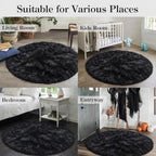 M&D Home Essentials Luxury Cloud-Soft Round Fluffy Rug 36 Inch Plush Bedside Accent Rug for Bedroom, Dorm & Cozy Small Spaces, Ultra Soft Faux Fur Feel