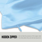 Silk Pillow Cases 2 Pack,Soft Breathable and Sliky Queen Size Pillow Cases Set of 2,Natural Mulberry Silk Pillowcase Set of 2 for Hair and Skin with Hidden Zipper (Sky Blue,20"X 30",2pcs)