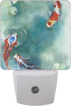 Plug in Night Light Japanese Koi Fish in The Pond Lamp Ultra-Slim, Cool-Touch Dusk to Dawn Sensor LED Nightlight Smart Light Automatically Lights for Kids Adults and Nursery Decor Night Light