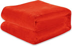 Elegant Comfort Luxury Velvety Feel Blanket, All-Season Lightweight Blanket, Ultra Plush, Soft, Cozy-Fuzzy Flannel Fleece for Couch, Sofa, Bed, Travel, Solid Design, Twin/Twin XL, Orange