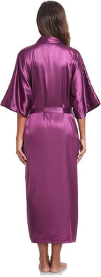 Womens Long Silky Robe Satin Kimono Robes Silk Bathrobe for Wedding Party Full Length Dressing Gown