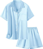 Girls & Womens Satin Pajamas Set, Silk Button-Down Sleepwear 2 Piece Nightwear, 3 Years - Women XXL