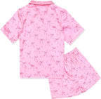 QPANCY Kids Satin Pajamas Sets Baby Boy Girl Button-Down Silk Sleepwear 2 Piece Short Sleeve Loungewear Clothes Set