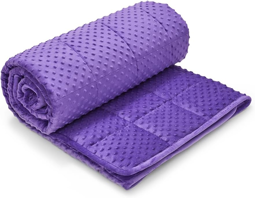 TONGDADA Minky Weighted Blanket | 40''x60'',7lbs | Cozy and Soft Minky Weighted Throw Blanket | Luxury Velvet with Premium Glass Beads | Violet Minky