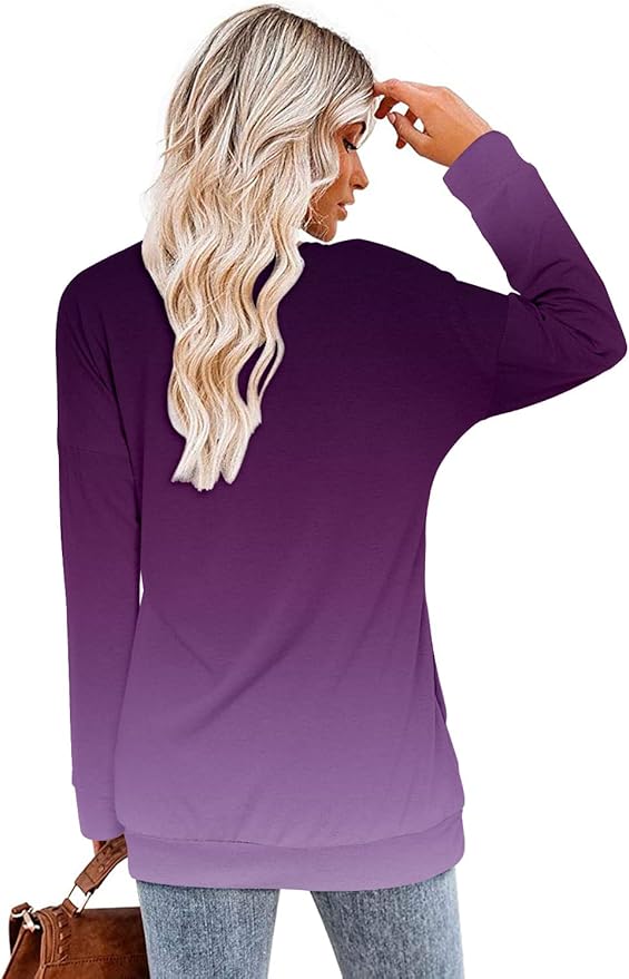 Magritta Women's Long Sleeve Leopard Color Block Tunic Comfy Crewneck T Shirt Tops Black XL