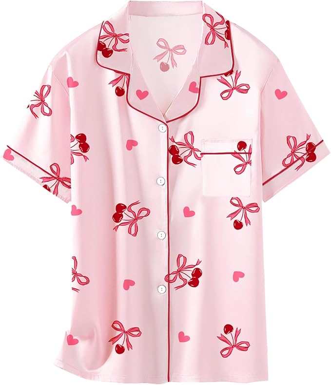 Girls & Womens Satin Pajamas Set, Silk Button-Down Sleepwear 2 Piece Nightwear, 3 Years - Women XXL