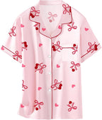 Girls & Womens Satin Pajamas Set, Silk Button-Down Sleepwear 2 Piece Nightwear, 3 Years - Women XXL