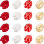 80Pcs 4 Styles Carved Coral Beads Hawaiian Flower Beads Colorful Hawaii Summer Jasmine Pikake 12mm Floral Synthetic Coral Small Loose Spacers for Jewelry Bracelet Necklace Earring DIY Decor