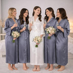 Silk Robes for Women Ankle Length Satin Kimono Robes with Belt Bridemaids Sleepwear Bachelorette Nightgown