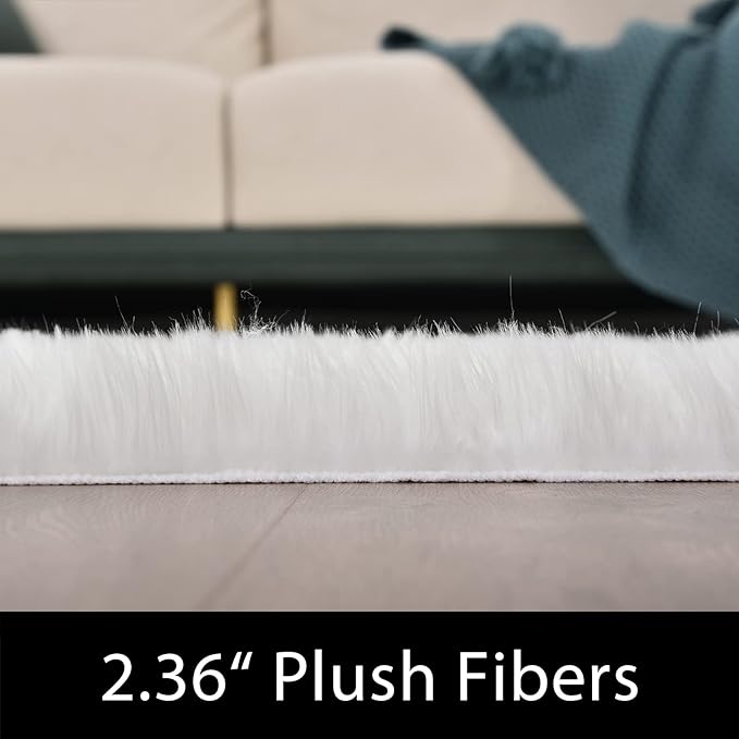 Latepis Area Rugs 6x9 Faux Fur Sheepskin Rug for Living Room, Fluffy Washable Rug for Bedroom, Playroom, Luxury Room Decor, Rectangle