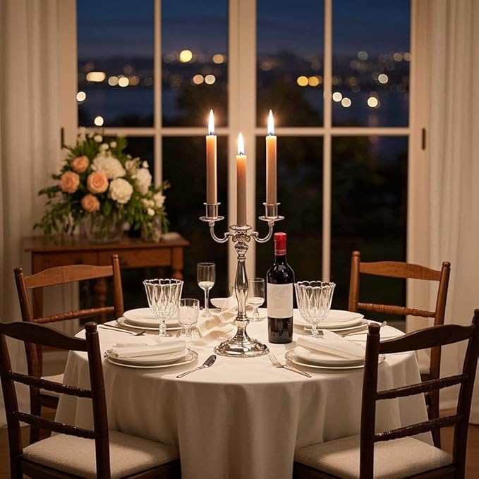 12-Pack Light-Mocha Taper Candles, 10 Inch Unscented Dripless Candlesticks, Long-Lasting Burn Time of 7-8 Hours, Perfect for Home Décor, Weddings, and Events