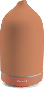 Gooamp 200ML Ceramic Essential Oil Diffuser - Ultrasonic Aromatherapy & Humidifier with 7-Color LED Lights, Auto Shut-Off, Brown, 1H/3H/6H Timer | Scent for Home,Office,Yoga