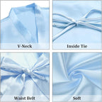 Women's Short Satin Robes Silky Bathrobe Bridesmaid Sleepwear for Wedding Party Getting Ready Solid Color