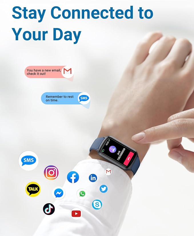 Amzhero Health Fitness Tracker with 24/7 Heart Rate, Blood Oxygen, Blood Pressure, Sleep Tracker, 5ATM Waterproof Activity Trackers with Step Tracker, Pedometer (S & L Bands Included)